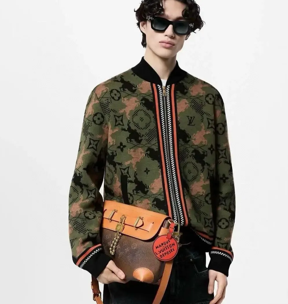 Louis Vuitton/Louis Vuitton 24Fw Western denim jacquard camouflage knitted jacket
